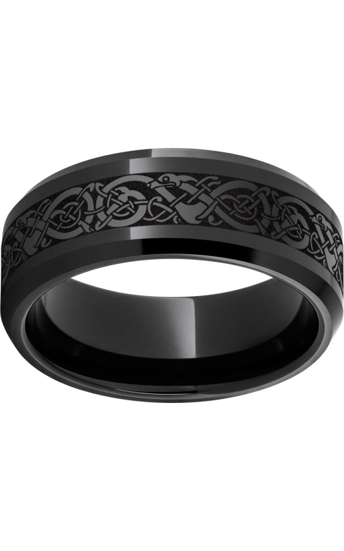 Men's Black Diamond Ceramic Viking Band, 8mm