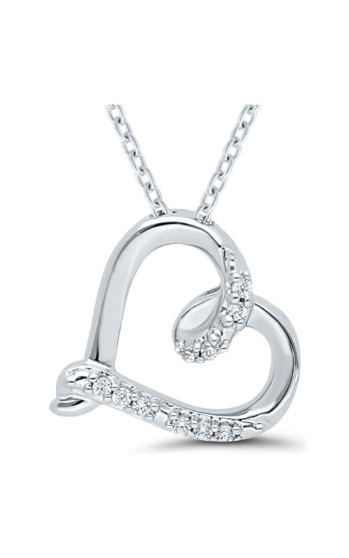 Kissing Hearts Diamond Pendant in Sterling Silver, 1/20ctw