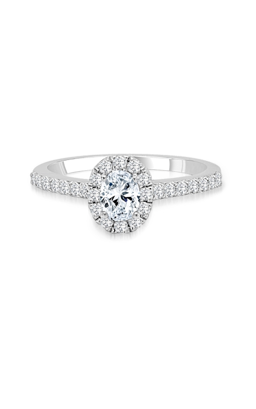 Oval-Cut Halo Diamond Engagement Ring in 14K White Gold, 3/4ctw