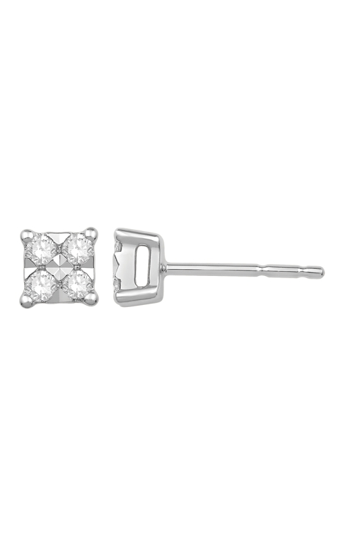Composite Diamond Square Stud Earrings in White Gold, 1/5ctw