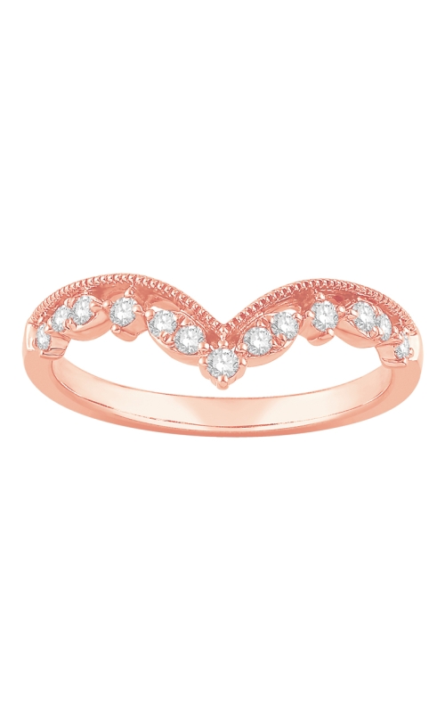 Diamond Milgrain Chevron Band in Rose Gold, 1/5ctw