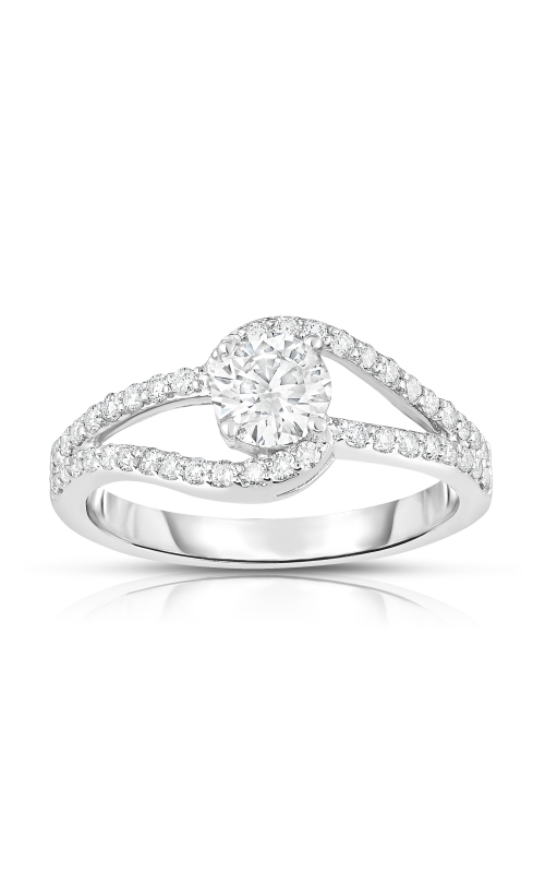 Women's Diamond Engagement Ring 3/4 ct Round Center 1 1/8 CTW in 14K White Gold