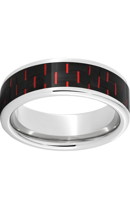 Men's Serinium Black and Red Carbon Fiber Band, 8mm