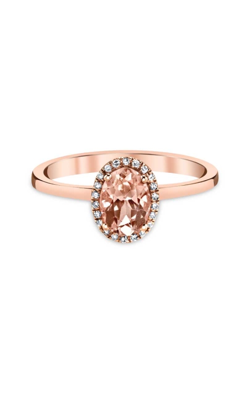 14k Rose Gold Oval Morganite & 1/8 CTW Diamond Halo Ring