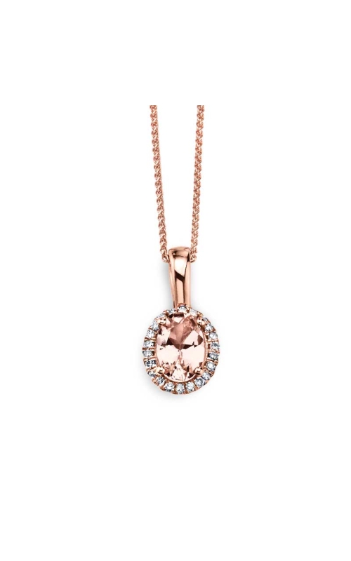 Morganite and Diamond Oval Pendant 10K Rose Gold Chain Included