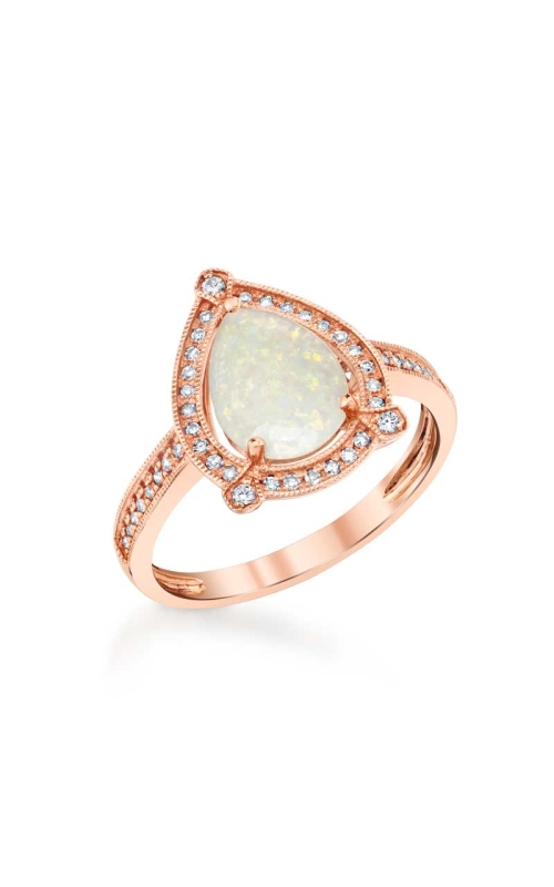 Women's Pear Shaped Opal And Diamond Ring In 14K Rose Gold 1/10CTW