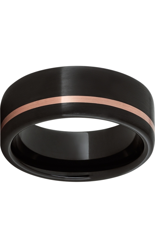 Men's 8mm Black Diamond Ceramic and 14K Rose Gold Band