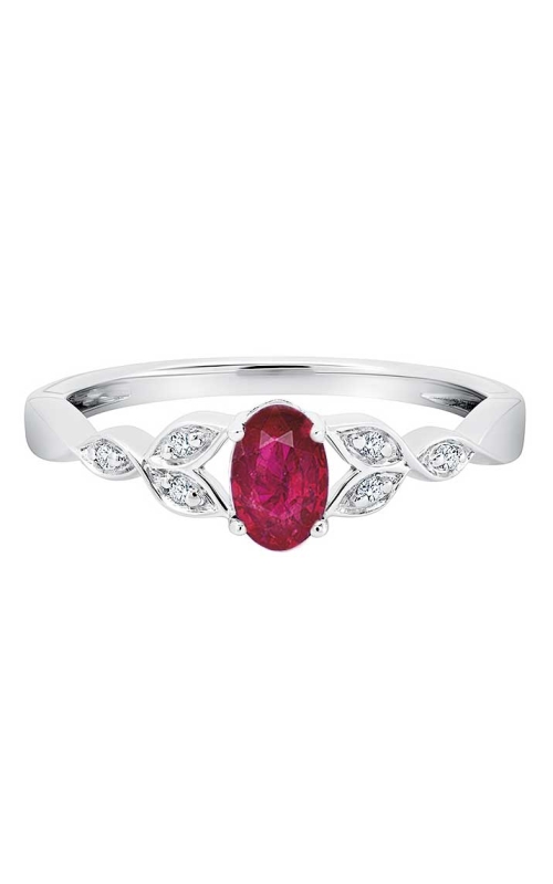 Created Ruby and Diamond Leaf Ring in Sterling Silver