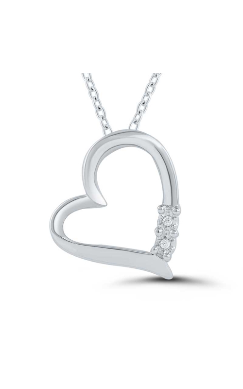 Two-Stone 18 Inch Miracle Diamond Heart Pendant in Sterling Silver