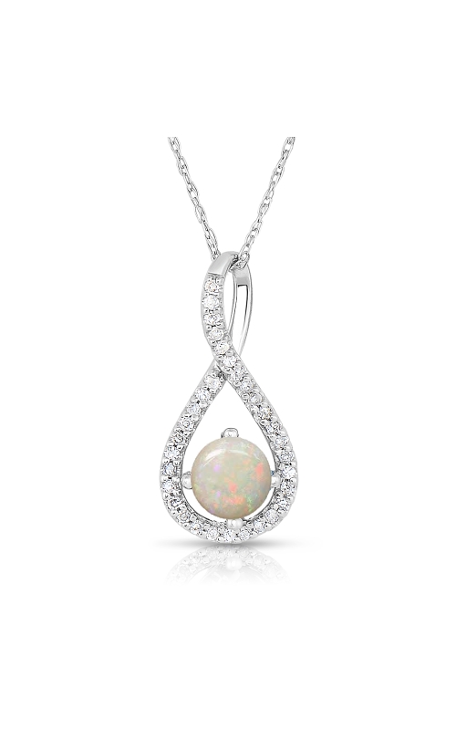1/10 CTW Round Diamond Opal Pendant in Sterling Silver