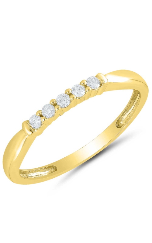 Five Stone Diamond Anniversary Band in Yellow Gold, 1/10ctw