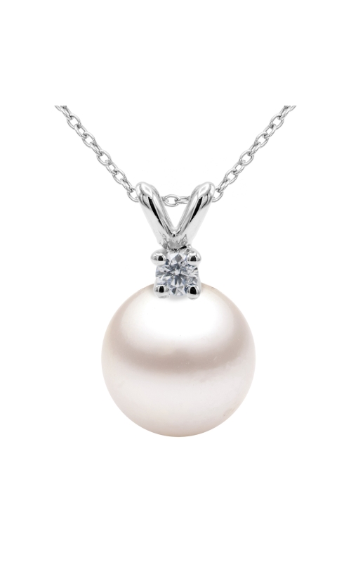 Women's Pearl Diamond Accent Pendant Necklace in 14K White Gold