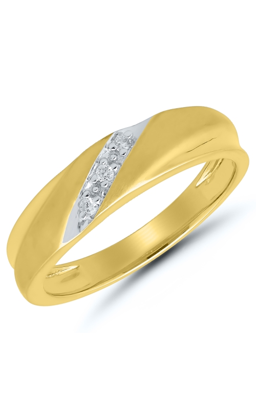 Mens Diamond Band 1/20 CTW 3 Round Diamonds in 10K Yellow Gold