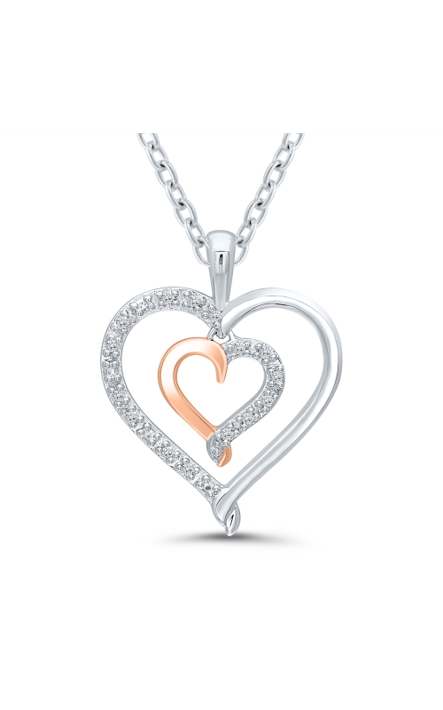 Ladies Diamond Pendant Kiss Heart 1/20 CTW Pink Plated Sterling Silver