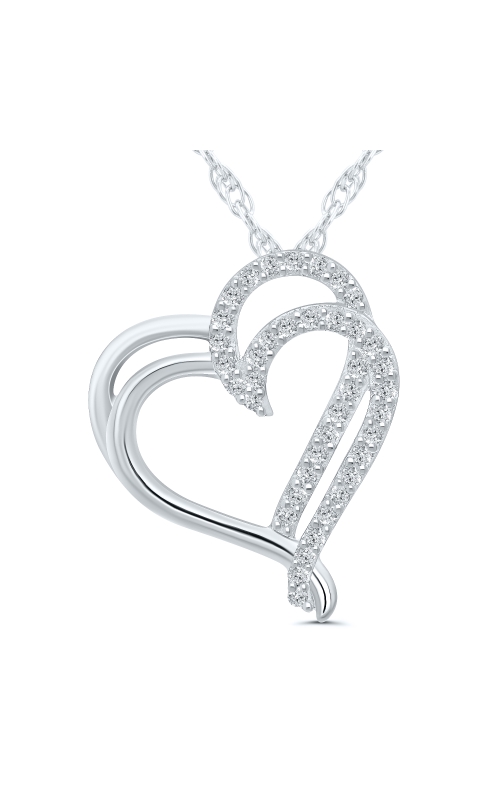 Kissing Heart Ladies Diamond Pendant in White Gold