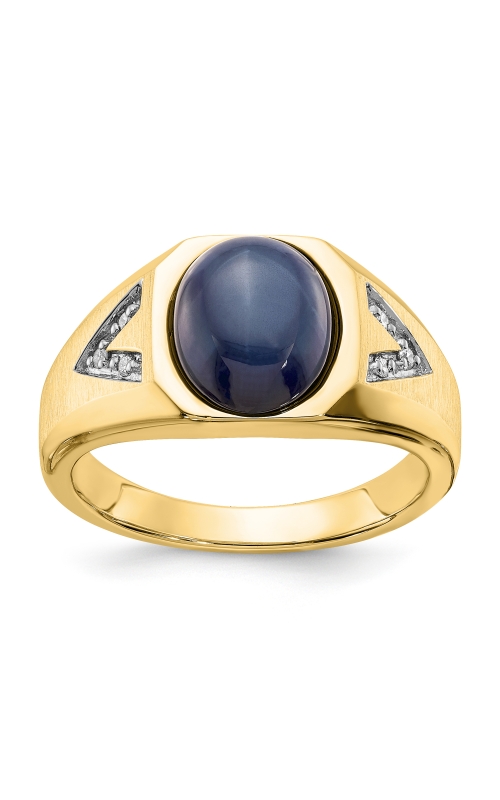 Men's Created Star Sapphire Diamond Accent Ring In 10K Yellow Gold