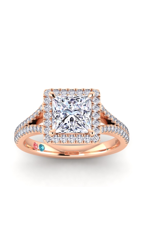 Flashpoint Created Diamond Women's Engagement Ring 1 1/2 CTW Princess Cut in 14K Rose Gold