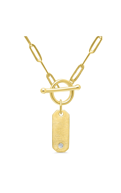 Women's Diamond Pendant Dog Tag Paperclip in 10K Yellow Gold