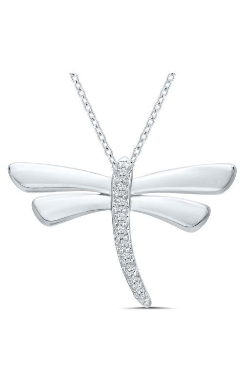 Women's Diamond Dragonfly Pendant 16-18 Inch Necklace 1/20 CTW in Sterling Silver