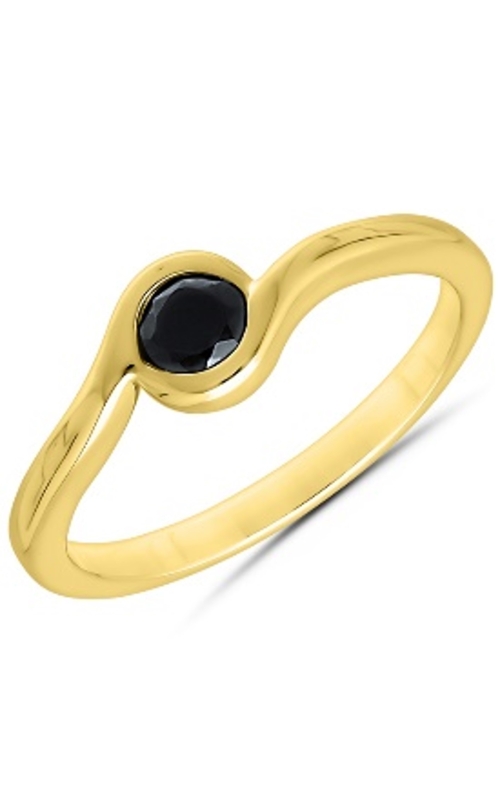 Women's Black Diamond Swirl Ring 1/4 CTW In 10K Yellow Gold