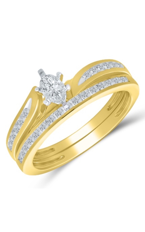 Women's Diamond Bridal Set Bypass Marquise Center in 14K Yellow Gold