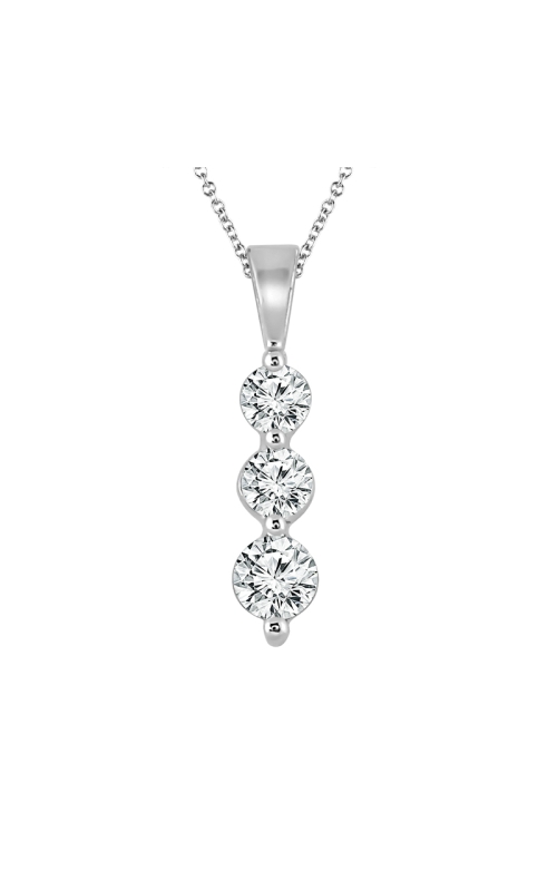 Women's Diamond Pendant Necklace 3 stone 1 CTW in 14K White Gold