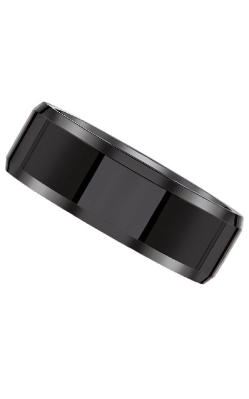 Men's Black Ceramic Beveled Band, 8mm