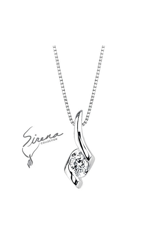 Sirena Diamond Pendant in 14K White Gold, 1/8ctw