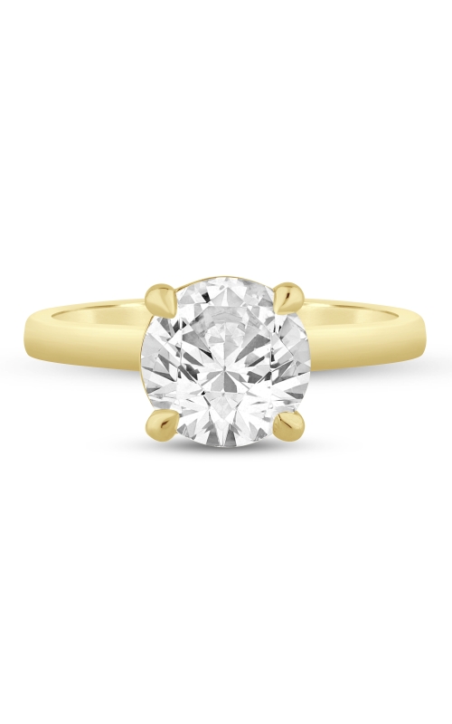 Women's Semi-Mount Round Cubic Zirconia Engagement Ring Hidden Halo in 14K Yellow Gold