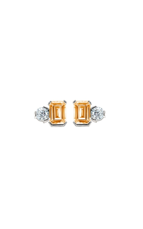Women's Emerald Cut Simulated Citrine Birthstone Earrings in Sterling Silver