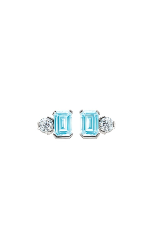 Women's Emerald Cut Aquamarine Birthstone Earrings in Sterling Silver