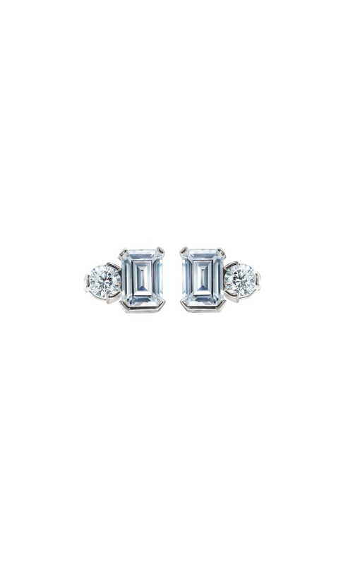 Women's Emerald Cut Simulated Diamond Birthstone Earrings in Sterling Silver