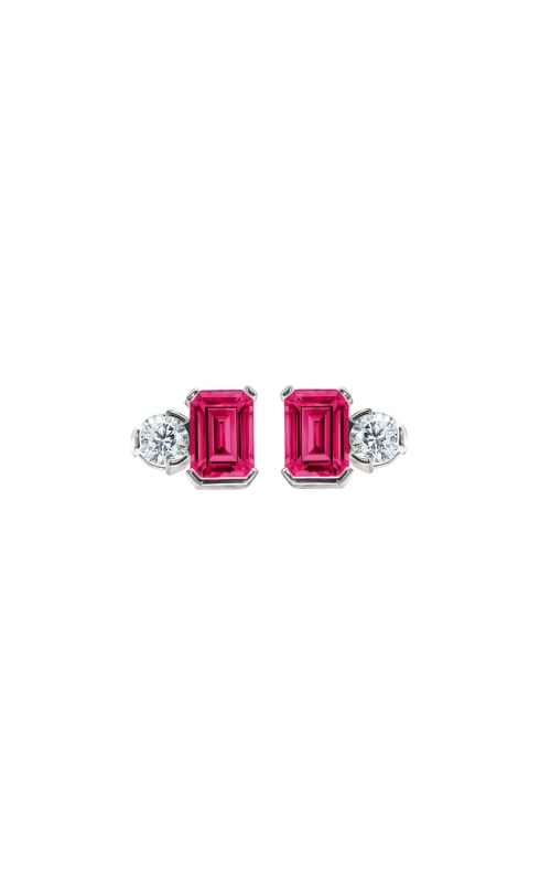 Women's Emerald Cut Simulated Ruby Birthstone Earrings in Sterling Silver