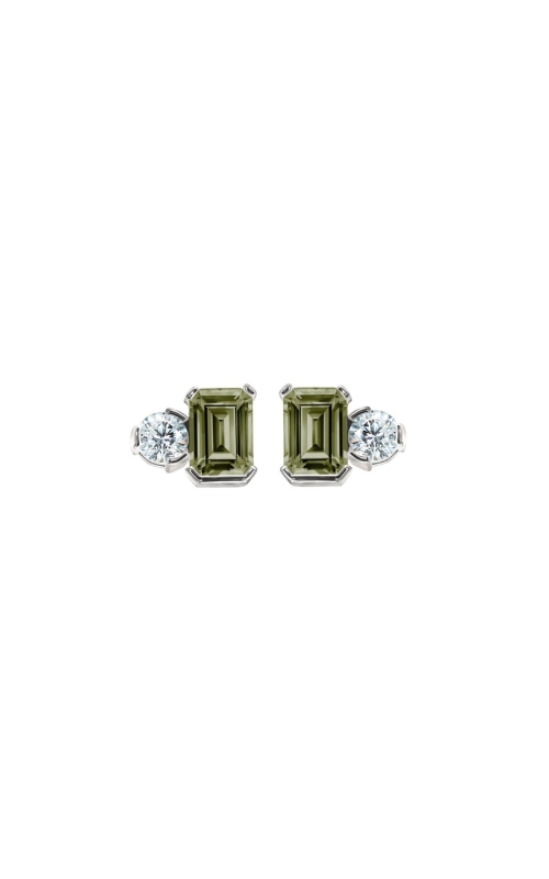 Women's Emerald Cut Simulated Peridot Birthstone Earrings in Sterling Silver