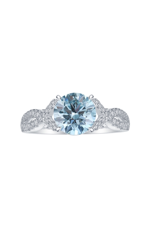 Flashpoint Created Diamond Women's Engagement Ring 2 ct. Round Blue Swirl 2 1/2 CTW in 14K White Gold