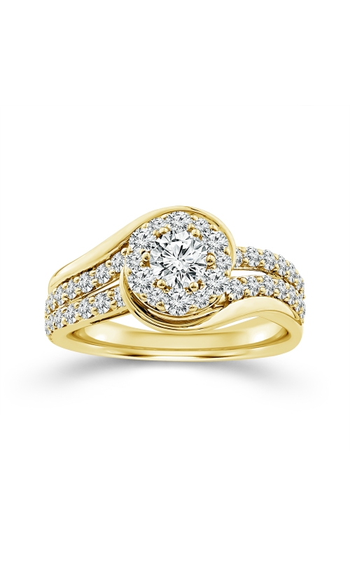 Women's Diamond Round Engagement Ring 2-Row Swirl In 10K Yellow Gold