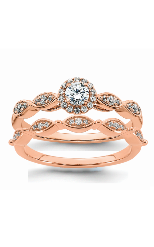 Women's Diamond Bridal Set 3/8 CTW 1/5 Round Center Halo in 10K Rose Gold