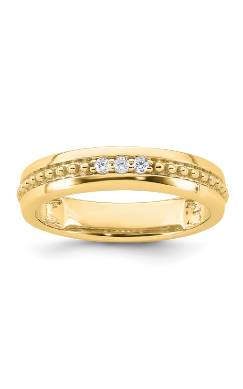 Men's Diamond Band 3 Stone In 10K Yellow Gold .07CTW