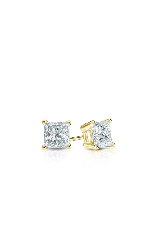 Women's Diamond Princess Stud Earrings In 10K Yellow Gold 1/8CTW