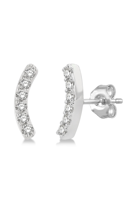 Women's Diamond Curved Stud Earrings In 10K White Gold 1/10CTW