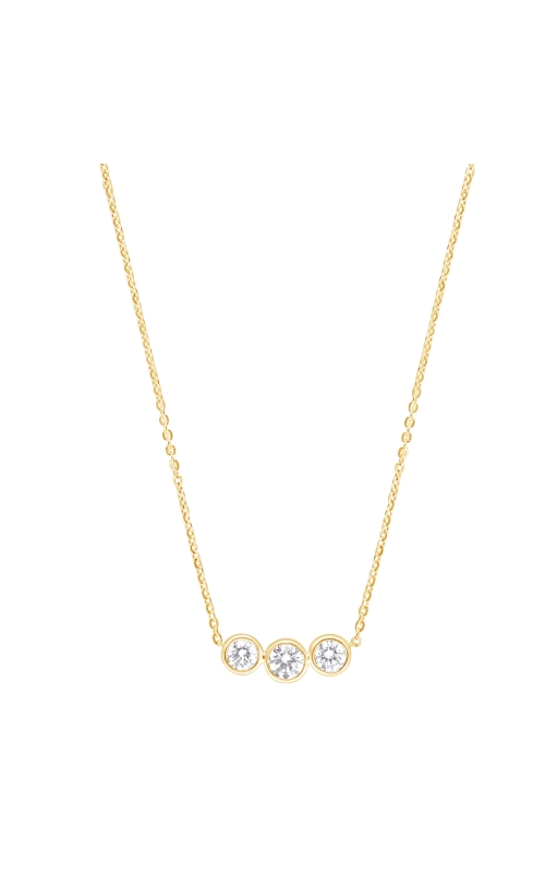 Flashpoint Created Diamond Women's Bezel 3 Stone Pendant Necklace In 14K Yellow Gold 3/4CTW
