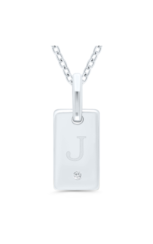 Women's Diamond Accent Initial 'J' Pendant In Sterling Silver