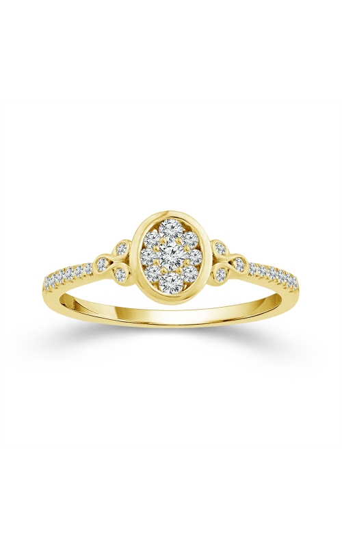 Women's Promise Ring Diamond Oval Cluster Bezel In 10K Yellow Gold