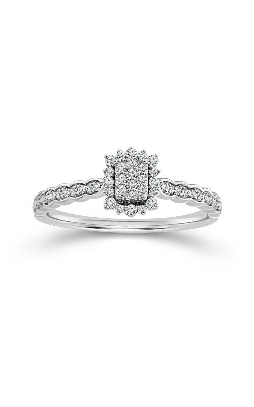 Women's Promise Ring Diamond Cluster In 10K White Gold