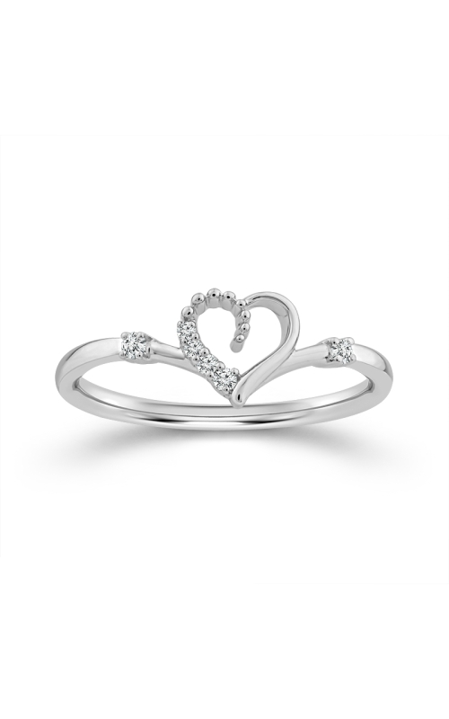 Women's Diamond Heart Promise Ring In Sterling Silver