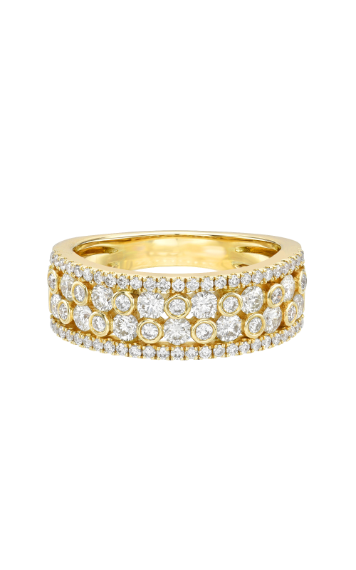Women's 4 Row Alternating Bezel Diamond Band In 14K Yellow Gold 1CTW