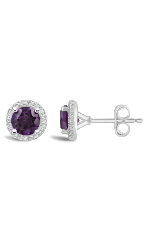 Women's Diamond Earrings Round Amethyst 1/8 CTW in Sterling Silver