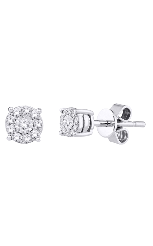 Women's Diamond Earrings 1/10 CTW Halo in 10K White Gold