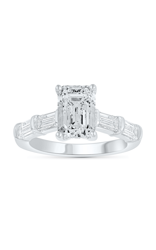 Flashpoint Created Diamond Women's Engagement Ring 3 CTW Emerald in 14K White Gold