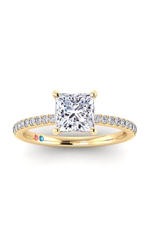Flashpoint Created Diamond Women's Engagement Ring 2 1/4 CTW Princess Cut in 14K Yellow Gold